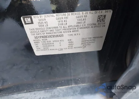 2012 Cadillac Srx Luxury Collection from USA, damaged, VIN 3GYFNDE30CS596420